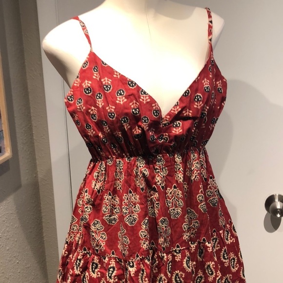 Sacred Threads Red and White Tiered Mini Sundress - Picture 2 of 9